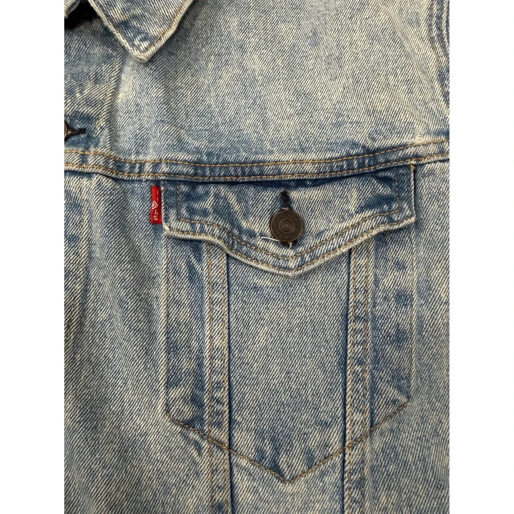 Levis Mens XXL Light Wash‎ Denim Trucker Jacket Acid Wash Cotton Type 3 72334